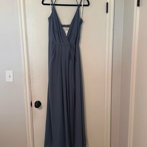David’s Bridal Chiffon Steel Blue Dress